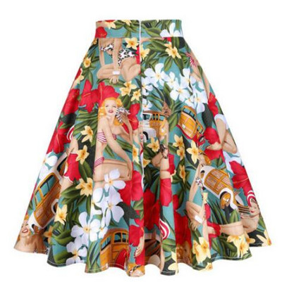 2023 New Arrival Summer A Line Vintage Floral φούστα 50s Pin Up Swing Swing Rockabilly Γυναικείες ρετρό μίντι φούστα με ψηλόμεσο