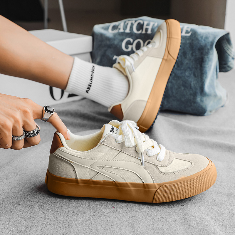 Jarné pánske plátené topánky s okrúhlou špičkou, šnurovacie, ležérne, protišmykové, pohodlné, priedušné, univerzálne, trendy, pevné topánky pre mužov