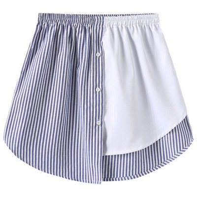 Γυναικεία ριγέ Fake Top Lower Sweep skirt Ακανόνιστη Επέκταση πουκάμισου με ψεύτικο στρίφωμα X7YA
