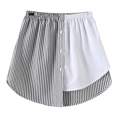 Γυναικεία ριγέ Fake Top Lower Sweep skirt Ακανόνιστη Επέκταση πουκάμισου με ψεύτικο στρίφωμα X7YA