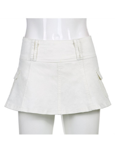 Παστέλ Goth Μαύρες Micro Φούστες Χαμηλής Μέσης Y2K Streetwear Τσέπες Συνονθύλευμα σε γραμμή Α Φούστα Πανκ E-girl Αισθητικά φερμουάρ