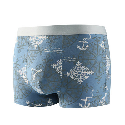 Slip boxer sexy pentru bărbați Pantaloni scurți cu imprimeu geometric U Husă convexă Lenjerie de corp Chiloți elastici Chiloți respirabili cu absorbție Trunchi