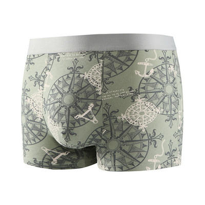 Slip boxer sexy pentru bărbați Pantaloni scurți cu imprimeu geometric U Husă convexă Lenjerie de corp Chiloți elastici Chiloți respirabili cu absorbție Trunchi