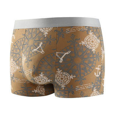 Slip boxer sexy pentru bărbați Pantaloni scurți cu imprimeu geometric U Husă convexă Lenjerie de corp Chiloți elastici Chiloți respirabili cu absorbție Trunchi