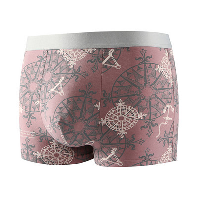 Slip boxer sexy pentru bărbați Pantaloni scurți cu imprimeu geometric U Husă convexă Lenjerie de corp Chiloți elastici Chiloți respirabili cu absorbție Trunchi