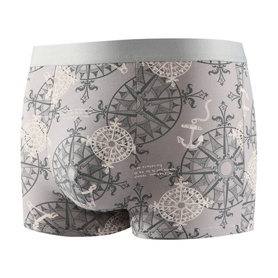 Slip boxer sexy pentru bărbați Pantaloni scurți cu imprimeu geometric U Husă convexă Lenjerie de corp Chiloți elastici Chiloți respirabili cu absorbție Trunchi
