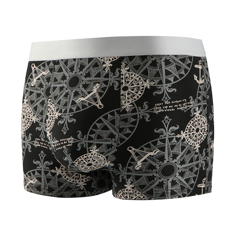 Slip boxer sexy pentru bărbați Pantaloni scurți cu imprimeu geometric U Husă convexă Lenjerie de corp Chiloți elastici Chiloți respirabili cu absorbție Trunchi