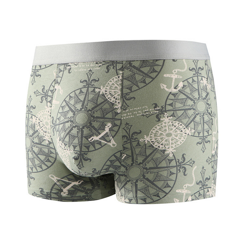 Slip boxer sexy pentru bărbați Pantaloni scurți cu imprimeu geometric U Husă convexă Lenjerie de corp Chiloți elastici Chiloți respirabili cu absorbție Trunchi