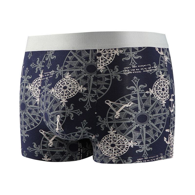 Slip boxer sexy pentru bărbați Pantaloni scurți cu imprimeu geometric U Husă convexă Lenjerie de corp Chiloți elastici Chiloți respirabili cu absorbție Trunchi