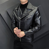 2023 Νέος περιστασιακός ανεμοθραύστης μοτοσυκλέτας με φερμουάρ με γιακά από συνθετικό δέρμα ανδρικό σακάκι ανδρικό παλτό υψηλής ποιότητας μόδας Streetwear