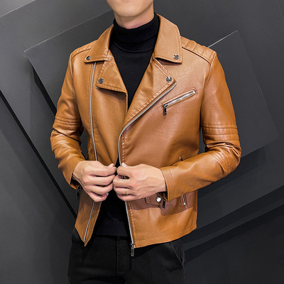 2023 Νέος περιστασιακός ανεμοθραύστης μοτοσυκλέτας με φερμουάρ με γιακά από συνθετικό δέρμα ανδρικό σακάκι ανδρικό παλτό υψηλής ποιότητας μόδας Streetwear
