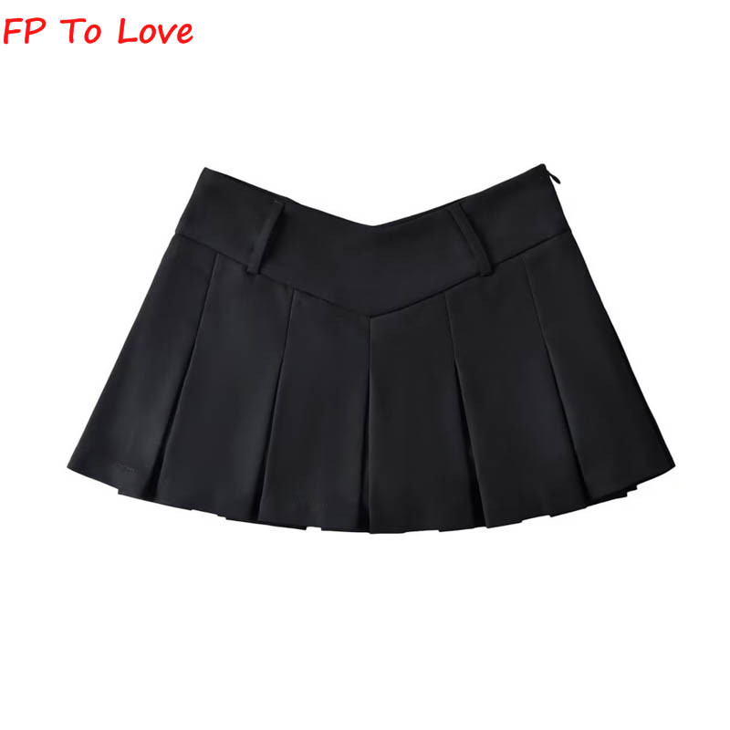 OOTD Ροζ Μίνι Φούστες Πλισέ με χαμηλή μέση Culottes