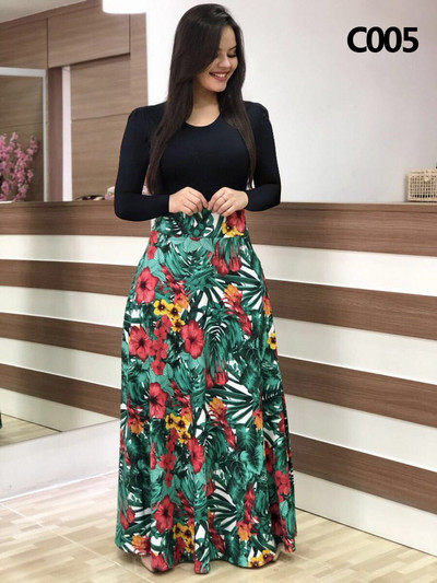 Xl Rochie lungă de banchet de primăvară și toamnă imprimeu cu cusături florale rochie strânsă rochie lungă de femeie sexy elegantă vara 2023