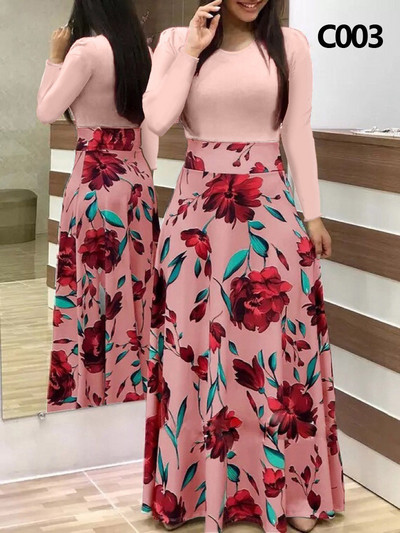 Xl Rochie lungă de banchet de primăvară și toamnă imprimeu cu cusături florale rochie strânsă rochie lungă de femeie sexy elegantă vara 2023