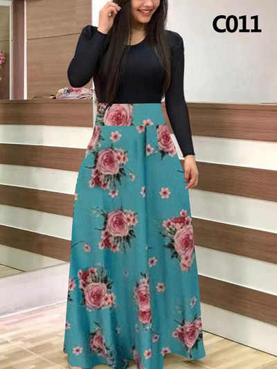 Xl Rochie lungă de banchet de primăvară și toamnă imprimeu cu cusături florale rochie strânsă rochie lungă de femeie sexy elegantă vara 2023