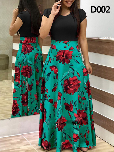 Xl Rochie lungă de banchet de primăvară și toamnă imprimeu cu cusături florale rochie strânsă rochie lungă de femeie sexy elegantă vara 2023
