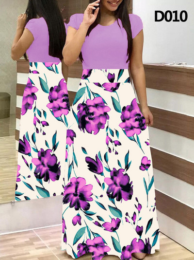 Xl Rochie lungă de banchet de primăvară și toamnă imprimeu cu cusături florale rochie strânsă rochie lungă de femeie sexy elegantă vara 2023