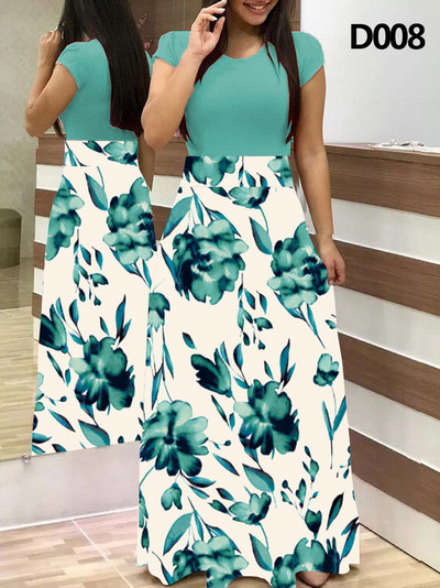 Xl Rochie lungă de banchet de primăvară și toamnă imprimeu cu cusături florale rochie strânsă rochie lungă de femeie sexy elegantă vara 2023