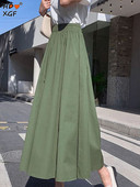 Jednostavne plisirane jednobojne duge suknje veće veličine Vintage elastične suknje A-kroja s visokim strukom Korejska modna suknja Odjeća za žene