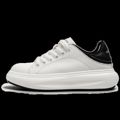 Jarné a jesenné topánky s okrúhlou špičkou na platforme a šnurovaním, módne outdoorové, protišmykové, univerzálne, trendy, pevné, pánske, ležérne, biele