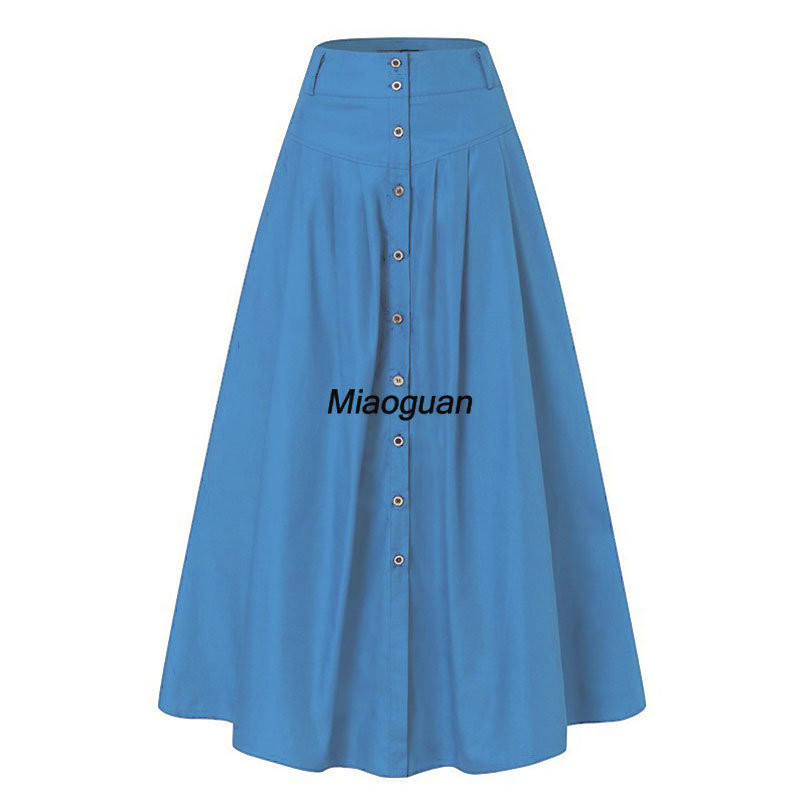 Fuste lungi pentru femei Moda 2023 Moda primăvara vară Rochie de soare cu nasturi Fusta ocazională cu talie înaltă Robă de petrecere elegantă pentru femei