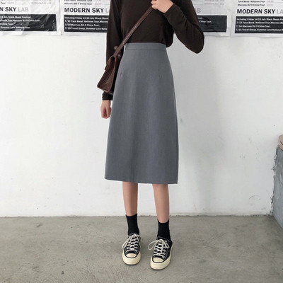 Fuste Femei Casual Nou Zilnic Midi Temperament 2021 Solid All-match Primavara Vara Moda Dama Talie Inalta Preppy Ulzzang Simplu