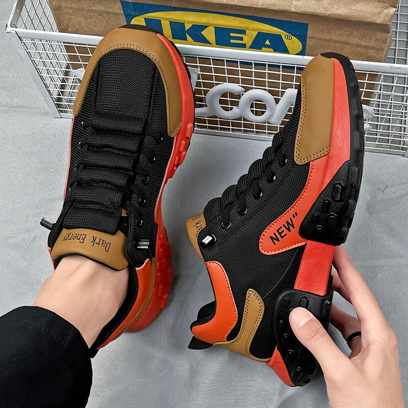 Nové hrubé podrážky zo sieťoviny so šnurovaním, ležérne všestranné tenisky pre mužov, módne vonkajšie, protišmykové, pohodlné, mäkké, priedušné, pánske topánky