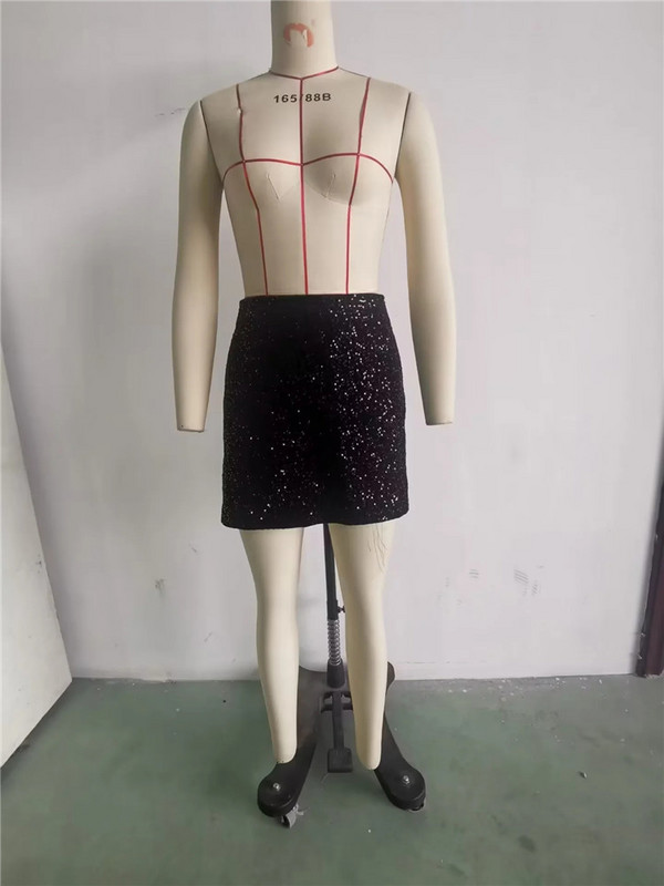 TRAF Crne mini suknje Ženska moda 2022. Suknja sa šljokicama visokog struka Ženska ulična svjetlucava suknja Jesen Zima Božićna suknja