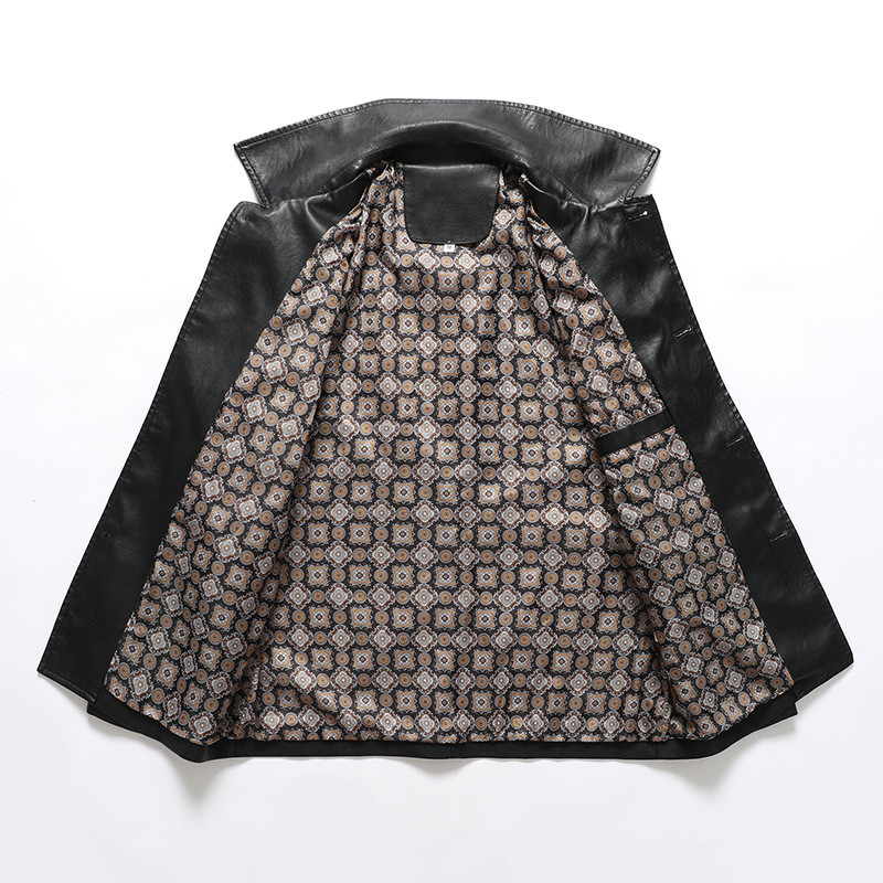 Jarná biznis bunda z umelej kože pre mužov, špičková dizajnérska ležérna módna bunda z umelej kože, mužský motorkársky klasický kabát