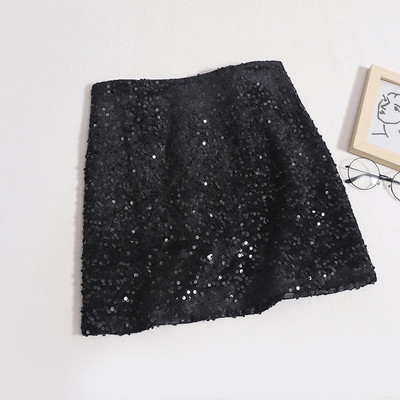 ITOOLIN Fuste șic strălucitoare pentru femei, sexy, cu talie înaltă, subțire, pentru petrecere, fustă în formă de A, vară, elegantă, pentru femei, mini fustă bodycon la birou 2023