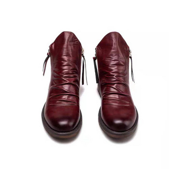 Μπότες για άντρες Δερμάτινα Μόδα Chelsea Μπότες Ψηλοφόρα παπούτσια με φερμουάρ με φούντα Ανοιξιάτικα φθινοπωρινά μποτάκια για άντρες Comfort Plus Size Boots