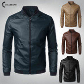 Συνθετικό δέρμα Ανδρικό μπουφάν μόδας με φερμουάρ Ρούχα casual μοτοσυκλέτα PU Δερμάτινα μπουφάν Υψηλής ποιότητας ανδρικά παλτό Φθινόπωρο Χειμώνας