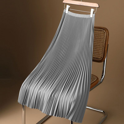 Rimocy elegantna satenska dugačka plisirana suknja ženska proljeće ljeto suknje A kroja s elastičnim strukom za žene uredska divlja zelena midi suknja