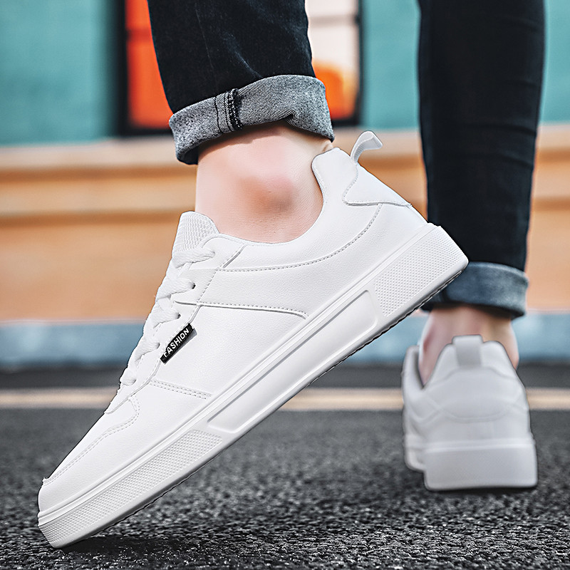 Nové štýlové pánske bežecké topánky, vonkajšie joggingové trekkingové biele pánske tenisky, atletické topánky, pohodlné ľahké mäkké vulkanizované topánky