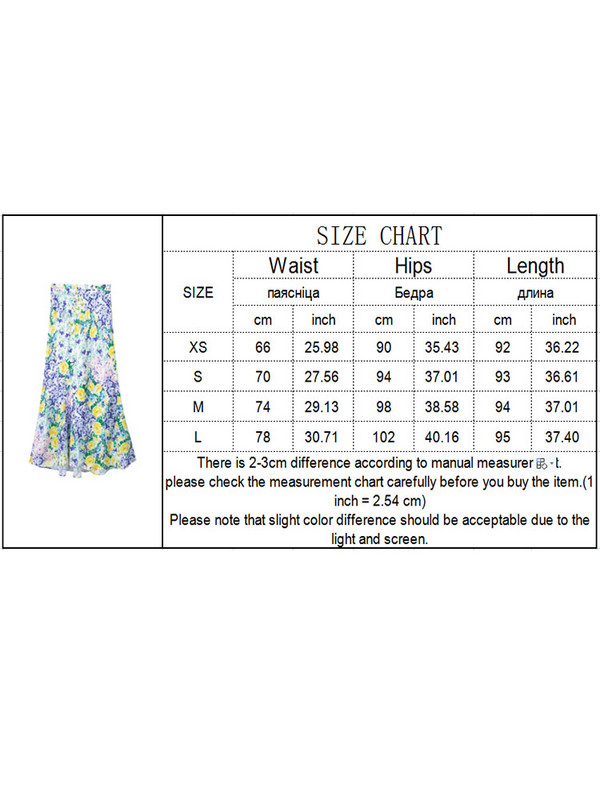 TRAF Nova ženska midi suknja s cvjetnim printom Ljeto 2023. Ženska elegantna haljina A kroja visokog struka Vintage suknja do sredine potkoljenice u stilu za plažu