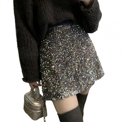 Ženska suknja Sjajni dekor sa šljokicama Mini suknja A-kroja 3D kroja Ženska suknja visokog struka Ženska suknja Noćni klub Stage Show Pencil Suknja Streetwear