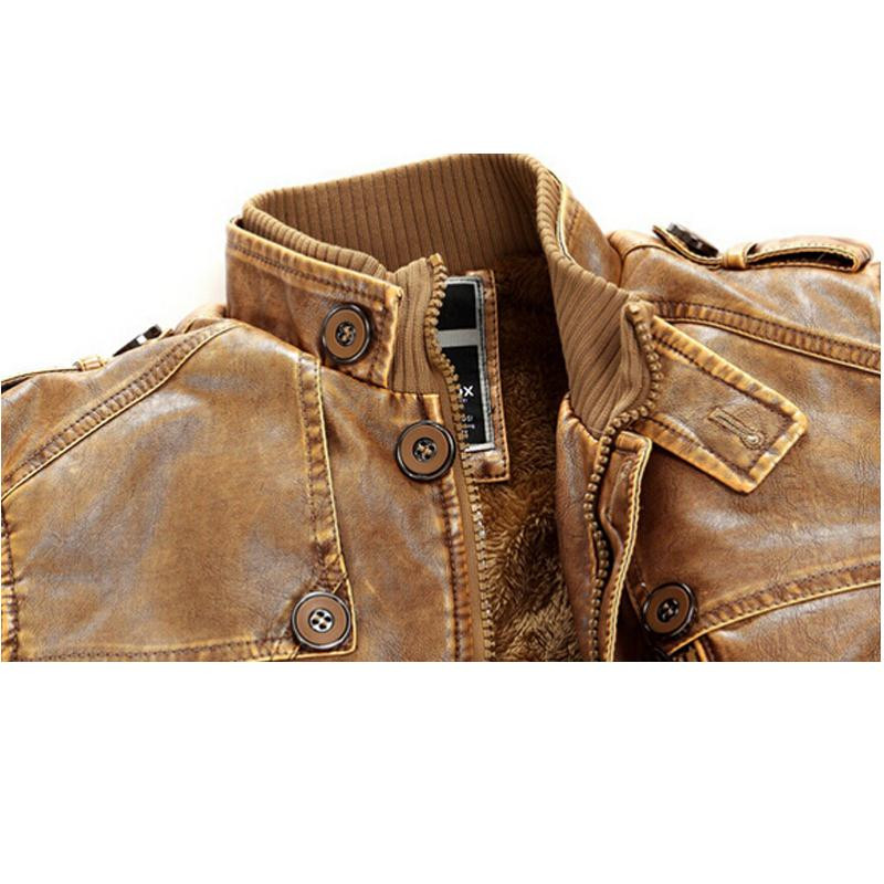 Visokokvalitetna kožna jakna Muška uska topla isprana koža Motociklističke jakne za bicikliste sa stojećim ovratnikom Kaput velike veličine 4XL Duge parke