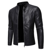 Nahkjakk Meeste vabaaja Slim Fit Pu Biker Mootorrataste Nahkjakid Meeste Mood Plus Size 5XL Fliisist soe kaelusmantlid