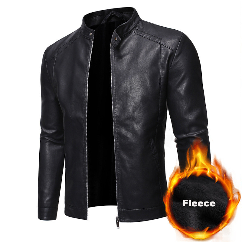 Nahkjakk Meeste vabaaja Slim Fit Pu Biker Mootorrataste Nahkjakid Meeste Mood Plus Size 5XL Fliisist soe kaelusmantlid