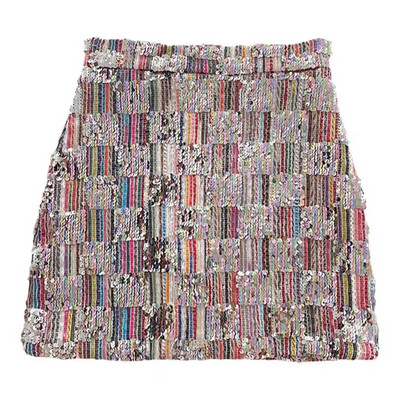 Σέξι γυαλιστερές φούστες Γυναικείες μίνι φούστα Ψηλόμεση κλαμπ με φερμουάρ Παγιέτες Α-γραμμή λεπτή φούστα Y2k Hot κορίτσια Καλοκαιρινή κομψή μόδα