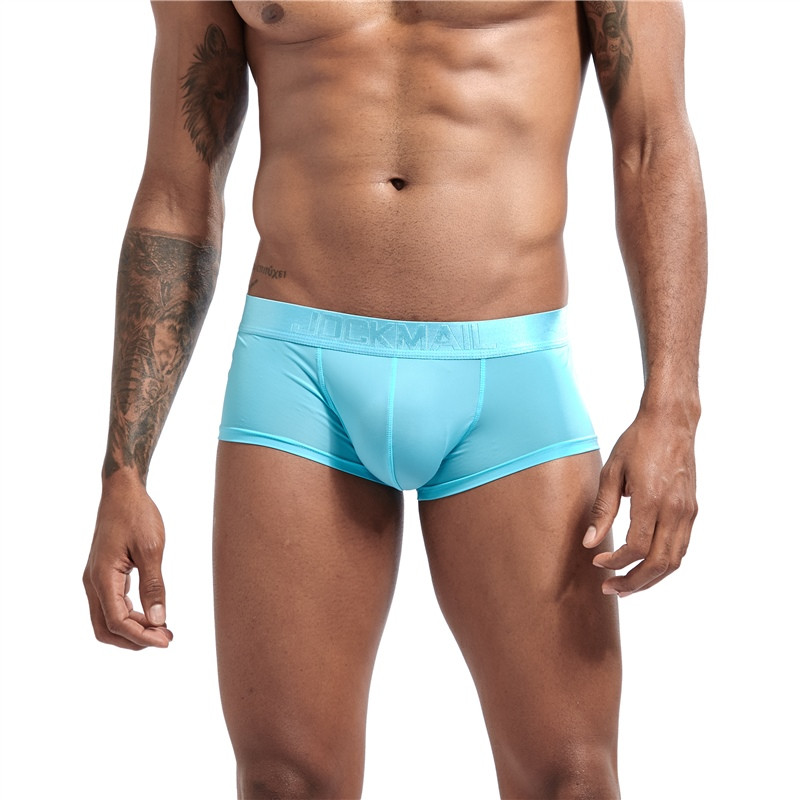 JOCKMAIL Moda sexy din mătase de gheață Lenjerie de corp pentru bărbați de vară Slip boxer ultra-subțiri, pantaloni scurți din microfibră respirabilă pentru bărbați