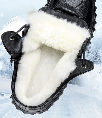 EAGSITY 100% Cow Leather ανδρική μοτοσικλέτα, αντιολισθητική άνεση, μαλακές μπότες χιονιού εργασίας ζεστά ψηλά, casual sneaker παπούτσια