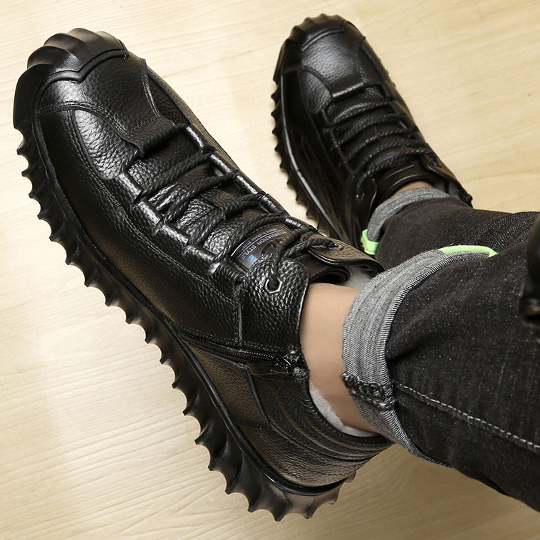 EAGSITY 100% piele de vacă pentru bărbați motociclete anti-alunecare confort cizme moale pentru glezna de lucru pentru zăpadă pantofi sport casual, cu vârf cald, înalți