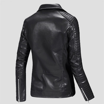 Пролет Есен Мъжко яке от изкуствена кожа Модно мотоциклетно яке Biker Outwear Палто Мъжки едноцветен ветроустойчив ежедневен кожен велур