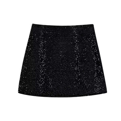 Zevity New Women Fashion Ψηλόμεση παγιέτα Μίνι φούστα σε γραμμή Faldas Mujer Female Chic Zipper Fly Party Slim Vestidos QUN3096