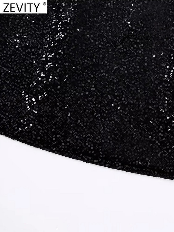 Zevity New Women Fashion Talie înaltă cu paiete O linie Mini fustă Faldas Mujer Femei Chic Fermoar Fly Party Slim Rochii QUN3096