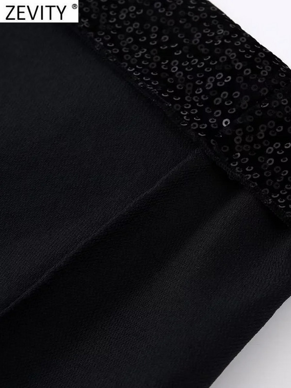 Zevity New Women Fashion Talie înaltă cu paiete O linie Mini fustă Faldas Mujer Femei Chic Fermoar Fly Party Slim Rochii QUN3096