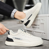 Ανοιξιάτικα ίσια κορδόνια 2023 Casual ανδρικά αθλητικά παπούτσια Μόδας για εξωτερικούς χώρους, αντιολισθητικά, άνετα, μαλακά στο κάτω μέρος, ασπρόμαυρα παπούτσια