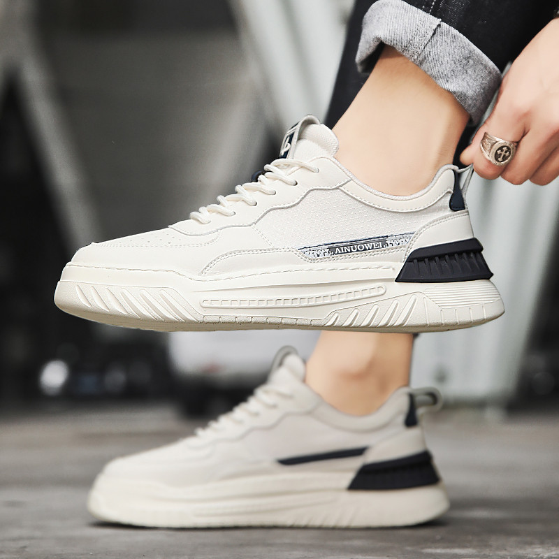 Ανοιξιάτικα ίσια κορδόνια 2023 Casual ανδρικά αθλητικά παπούτσια Μόδας για εξωτερικούς χώρους, αντιολισθητικά, άνετα, μαλακά στο κάτω μέρος, ασπρόμαυρα παπούτσια
