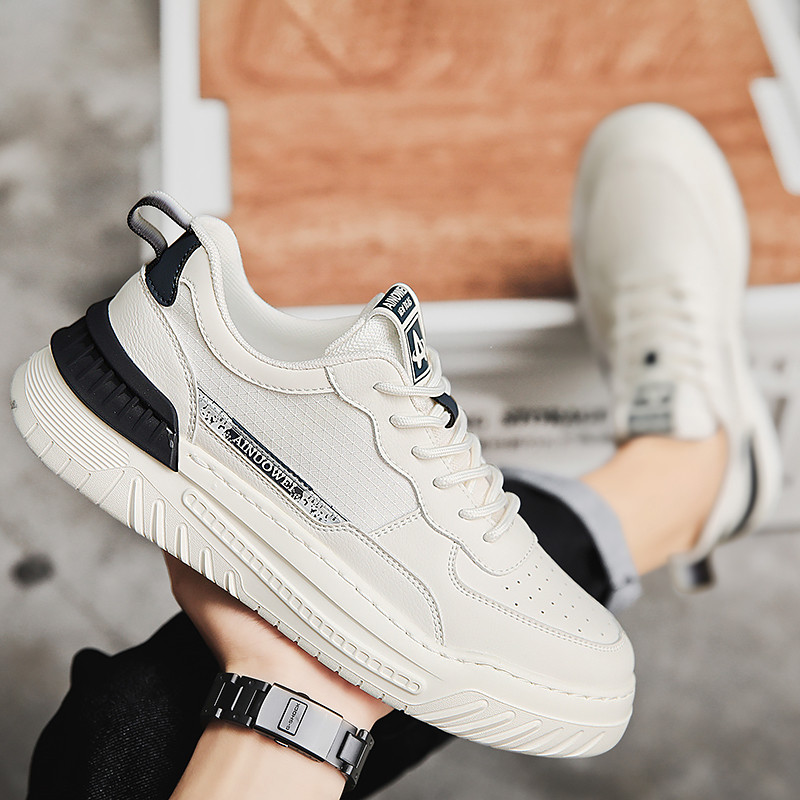 Ανοιξιάτικα ίσια κορδόνια 2023 Casual ανδρικά αθλητικά παπούτσια Μόδας για εξωτερικούς χώρους, αντιολισθητικά, άνετα, μαλακά στο κάτω μέρος, ασπρόμαυρα παπούτσια
